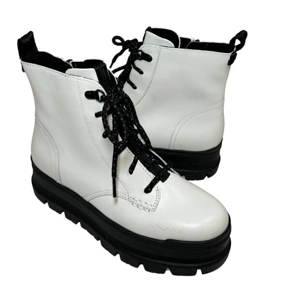 🔥🔥 UGG Sidnee Waterproof White Leather Platform Stacked Boot Size 8 New - Picture 3 of 8